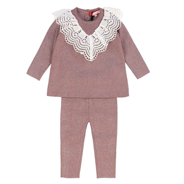 Melange Knit Ruffle Baby Set - Kidichic
