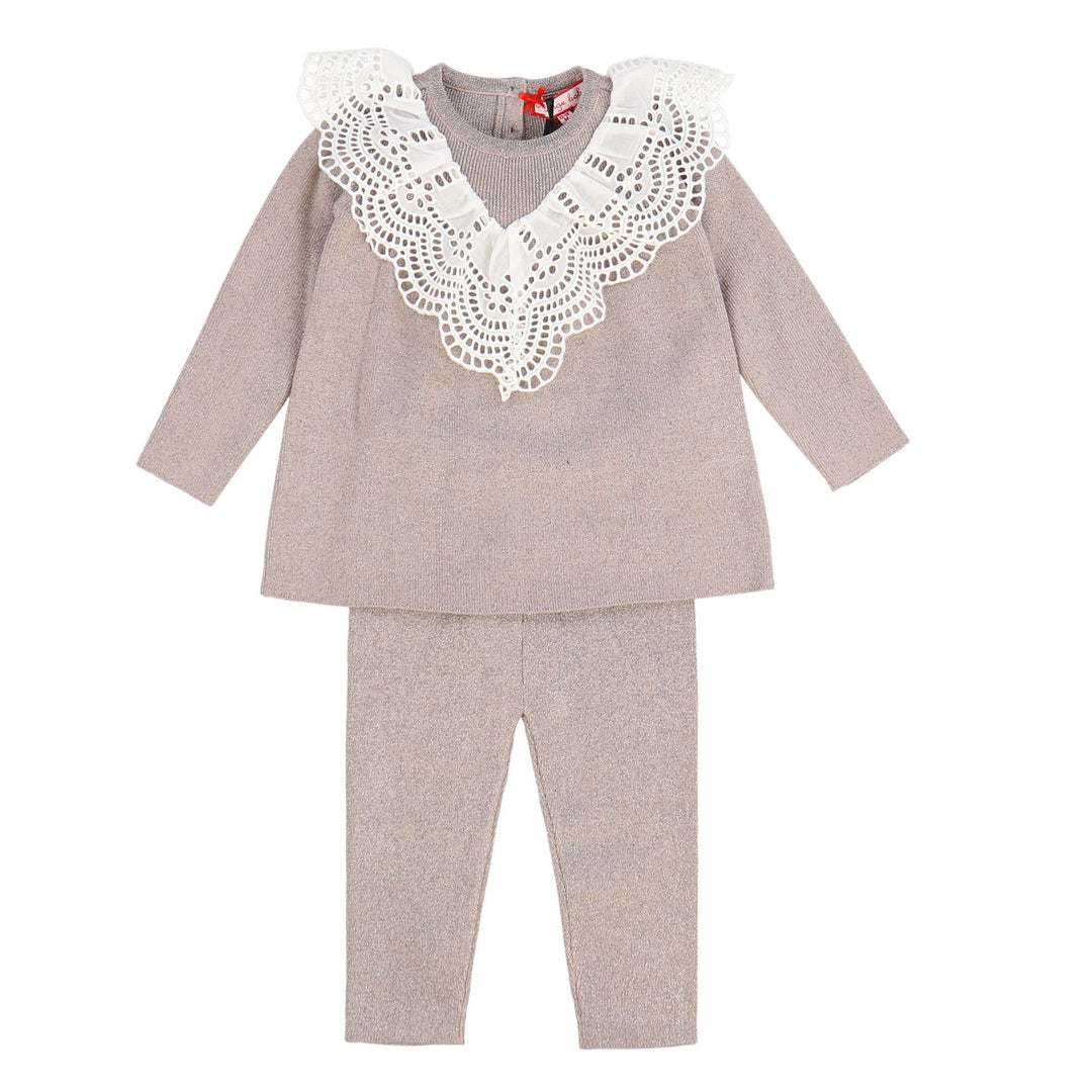Melange Knit Ruffle Baby Set - Kidichic