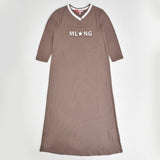 Melange Rib Nightgown With Collar - Kidichic