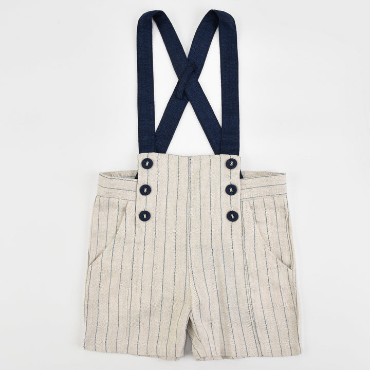 Melange Suspender Stripe Shorts - Kidichic