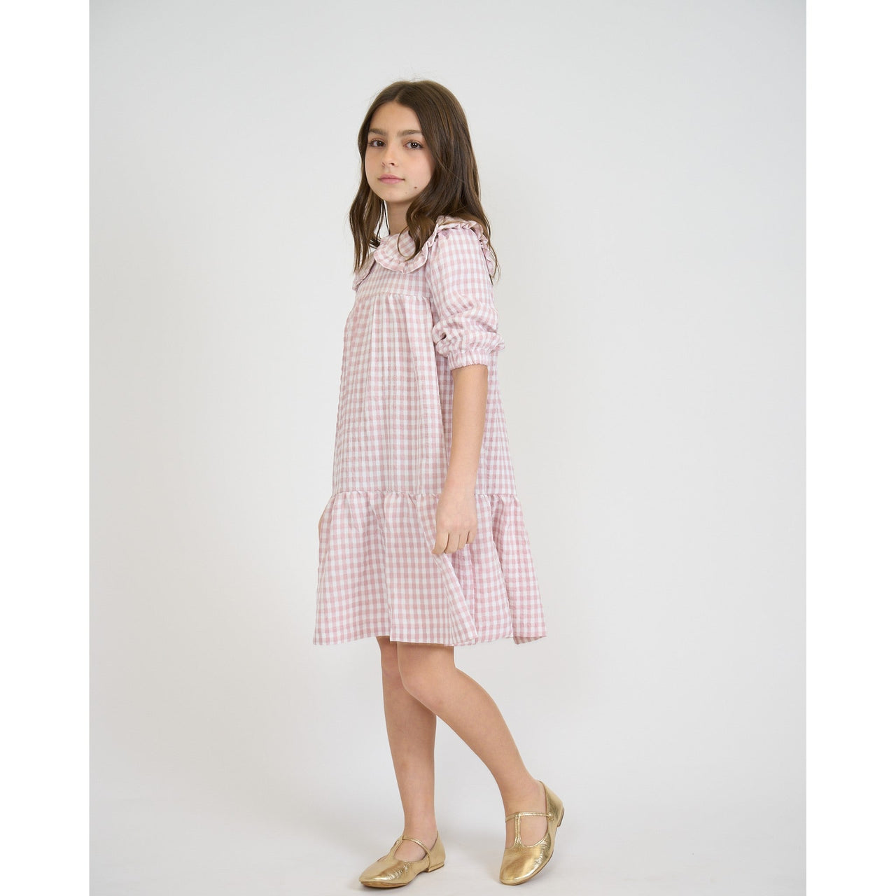 Ruffle Collar 3/4 Dress - Kidichic